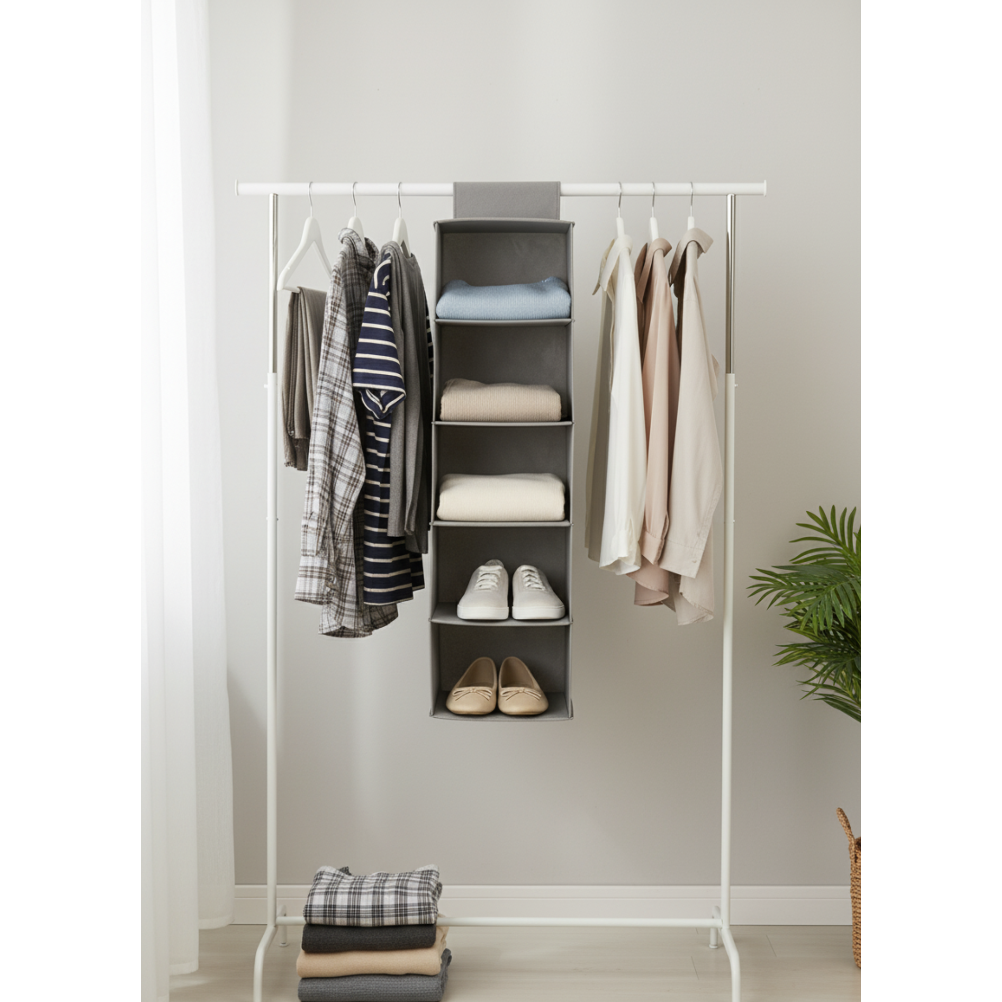 5-Layer Wardrobe Hanging Shelf | Multi-Purpose Clothes & Shoes Organizer