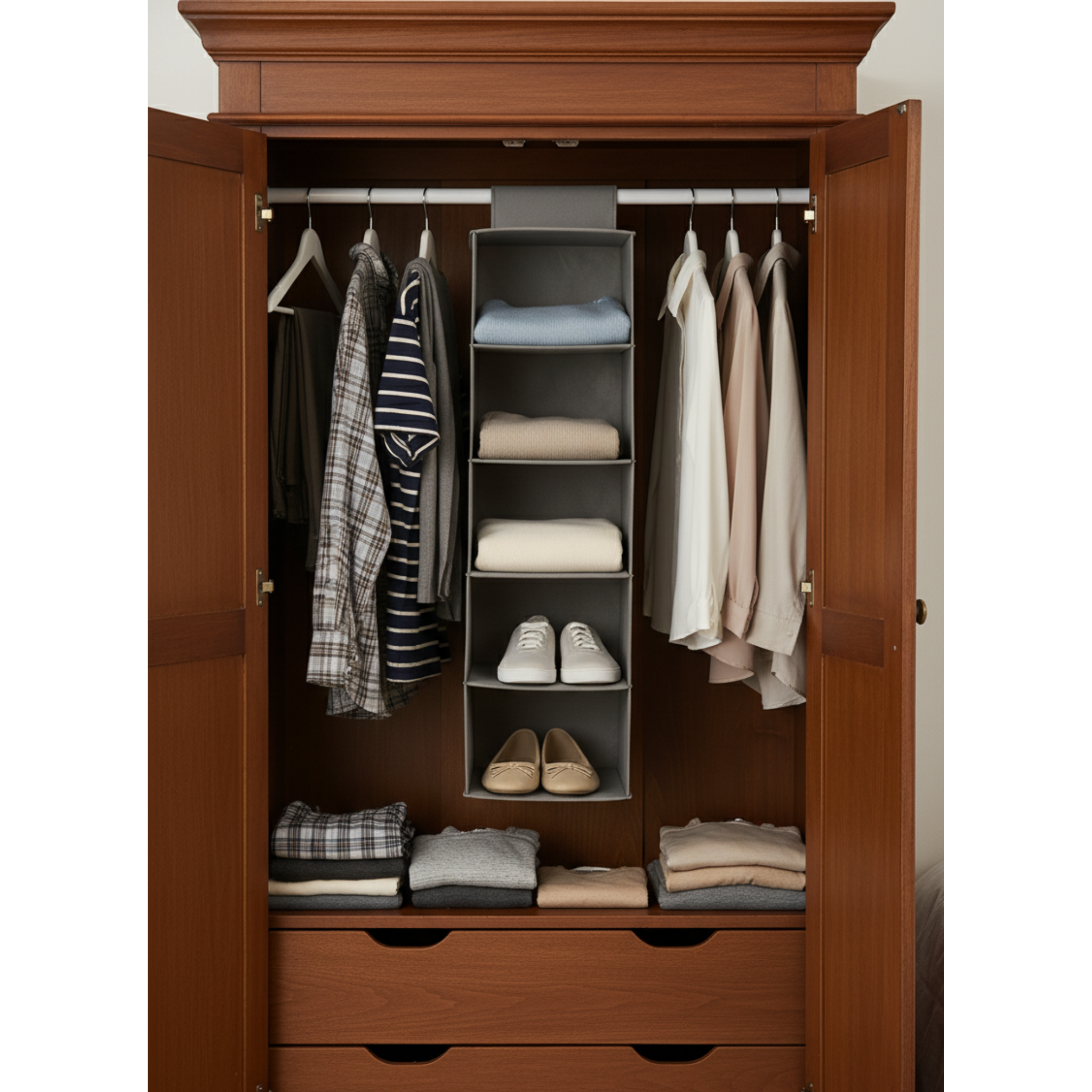 5-Layer Wardrobe Hanging Shelf | Multi-Purpose Clothes & Shoes Organizer